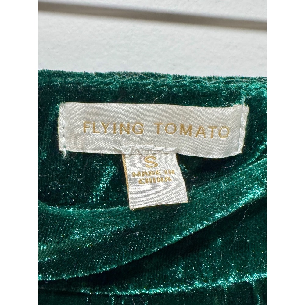 Flying Tomato Emerald Green Velvet Pleated Midi Skirt Small Accordion Holiday - Picture 3 of 3